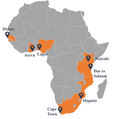 Case study countries for the SSATP study, Institutions in Motion: Learning from the experience of urban mobility organizing authorities in Sub-Saharan Africa