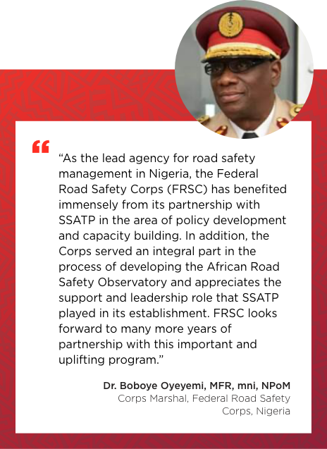 Testimonial of Dr. Boboye Oyeyemi, Corps Marshal, Federal Road Safety Corps, Nigeria