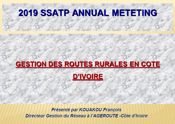 Management of Rural Roads in Cote d'Ivoire (PPT in French)