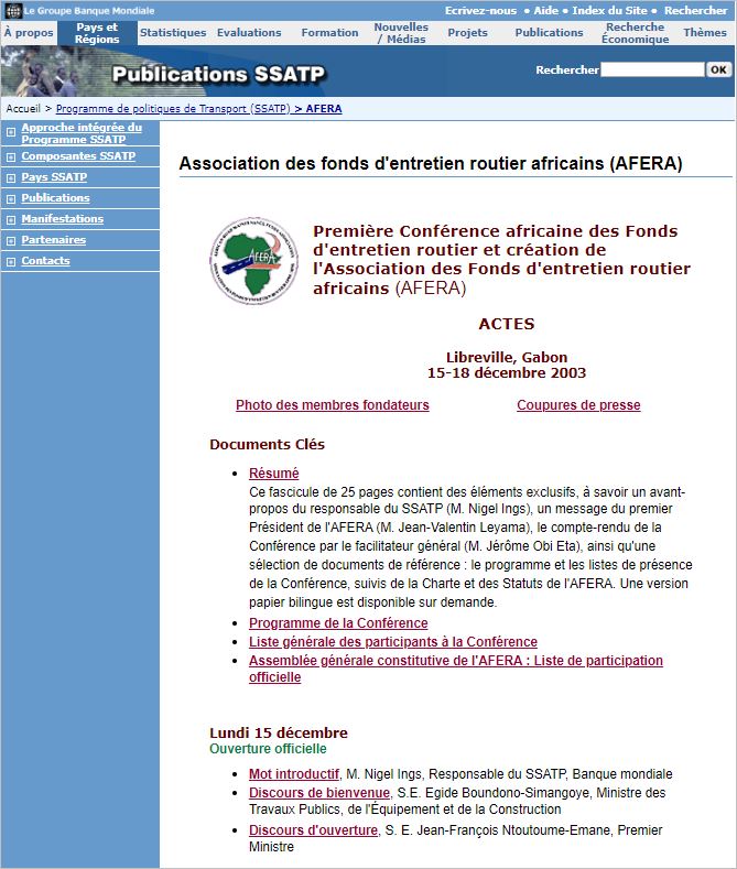 Association des fonds d'entretien routier africains (AFERA)