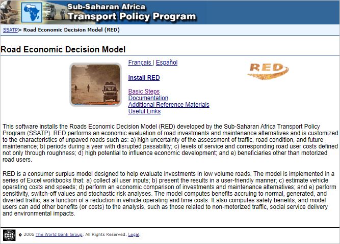 The Roads Economic Decision Model (RED) for Economic Evaluation of Low Volume Roads