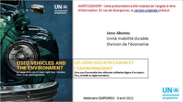 PRÉSENTATION : Les véhicules d'occasion et l'environnement - Une vue d'ensemble des véhicules utilitaires légers d'occasion