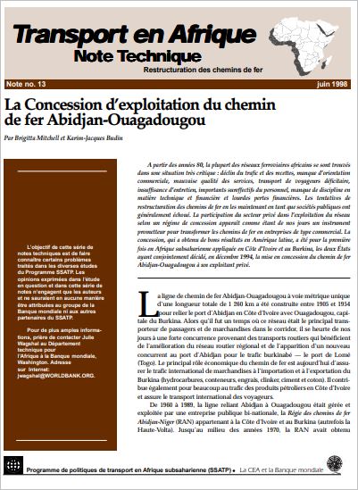 La Concession d’exploitation du chemin de fer Abidjan-Ouagadougou