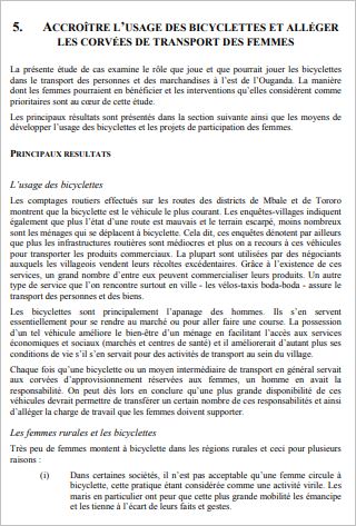 Une étude de cas sur les moyens intermédiaires de transport en Ouganda : Les bicyclettes et les travaux des femmes en milieu rural - Section VI