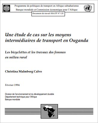 The present case study documents the use of bicycles in eastern Uganda where they are a means of generating income for rural traders and for urban poor who work as bicycle taxi-riders. It also assesses women's priorities regarding interventions to improve