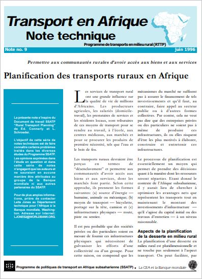 Planification des transports ruraux en Afrique