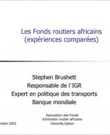 Les Fonds Routiers Africains : Expériences Comparées