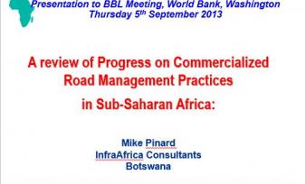 Progress on Commercialized Road Management in Sub-Saharan Africa